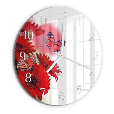 Glas wanduhr Gerbera