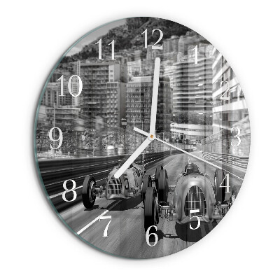Glas wanduhr Rennwagen