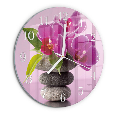Glas wanduhr Orchidee