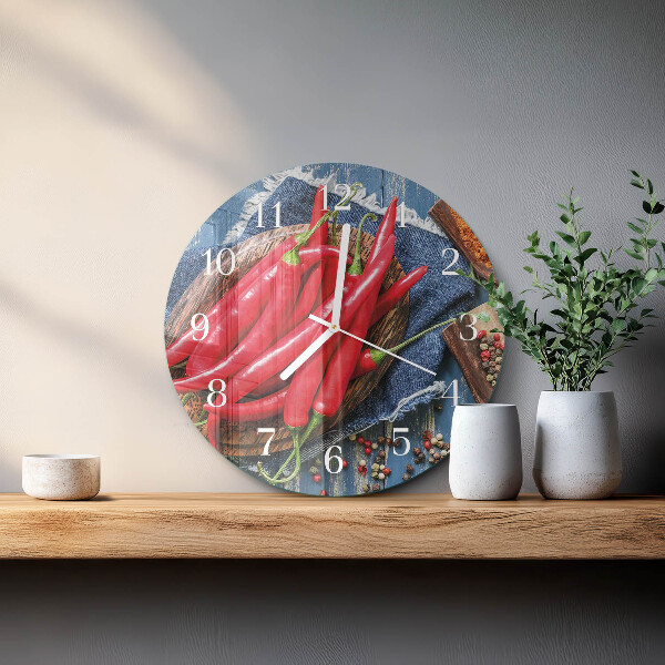 Glas wanduhr Chili-Pfeffer