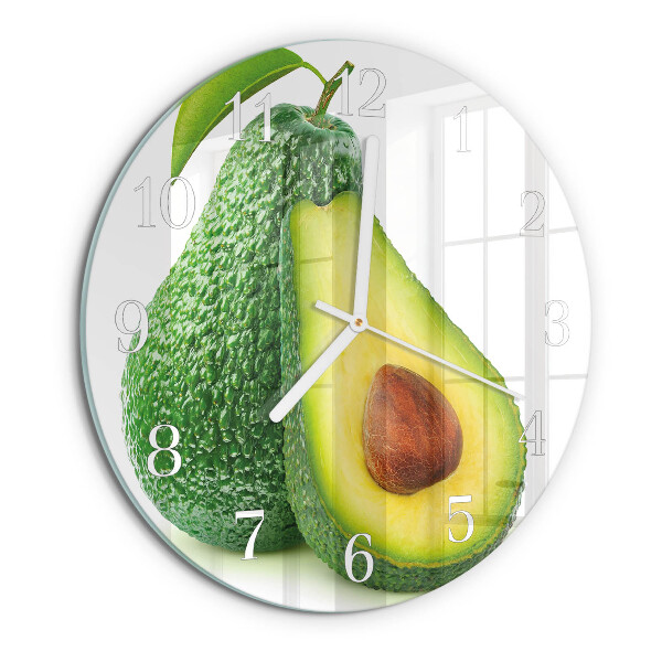 Glas wanduhr Avocado