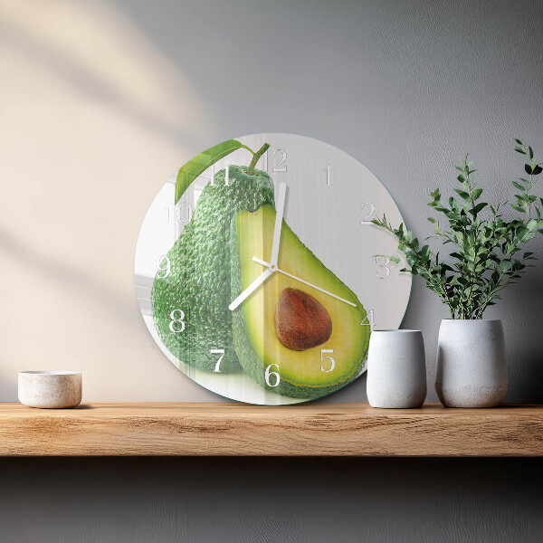 Glas wanduhr Avocado
