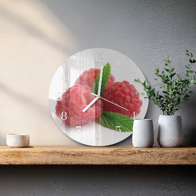 Glas wanduhr Himbeeren