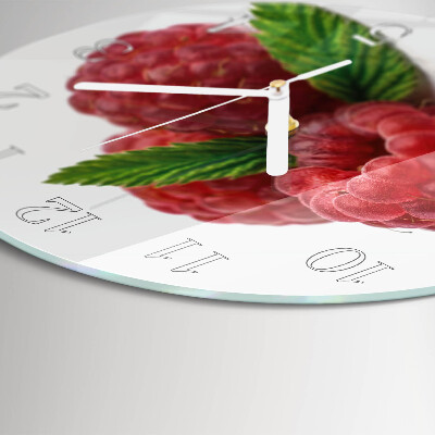 Glas wanduhr Himbeeren