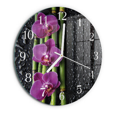 Glas wanduhr Orchidee