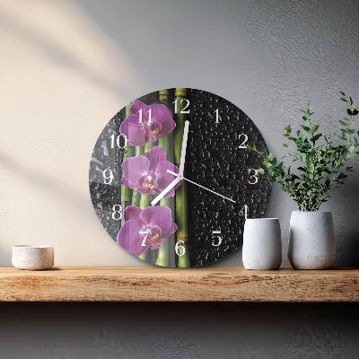 Glas wanduhr Orchidee