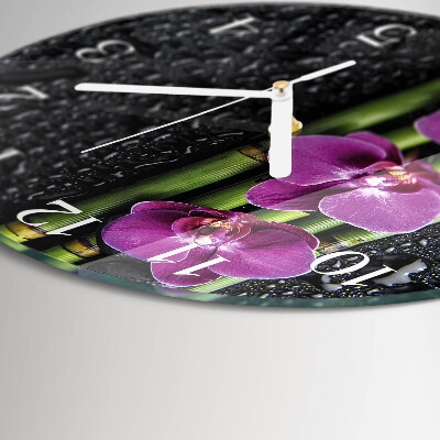 Glas wanduhr Orchidee