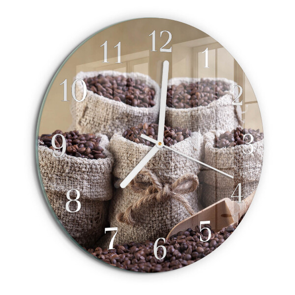 Glas wanduhr Kaffeebohnen