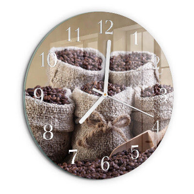 Glas wanduhr Kaffeebohnen