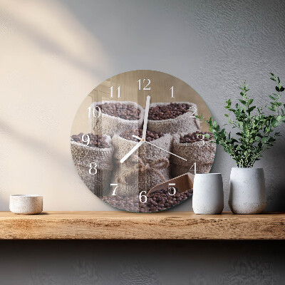 Glas wanduhr Kaffeebohnen