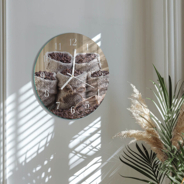 Glas wanduhr Kaffeebohnen