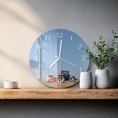Glas wanduhr Traktorenfeld