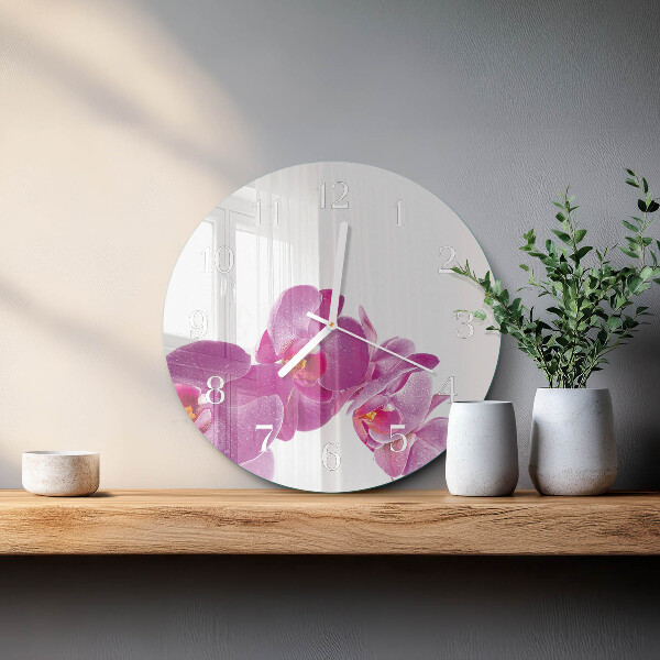 Glas wanduhr Orchidee