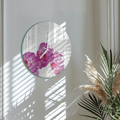 Glas wanduhr Orchidee
