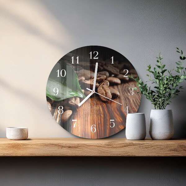 Glas wanduhr Kaffeebohnen