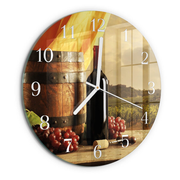 Glas wanduhr Weinfass