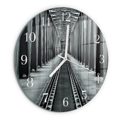 Glas wanduhr Eisenbahnschienen