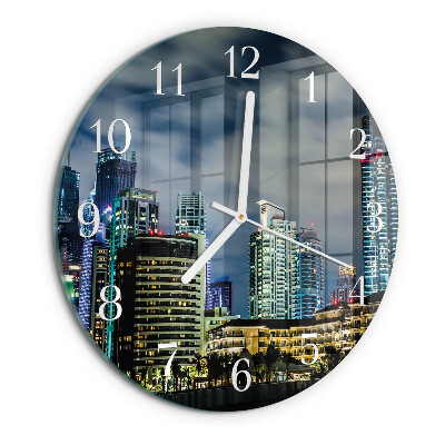 Glas wanduhr Abend in der Stadt