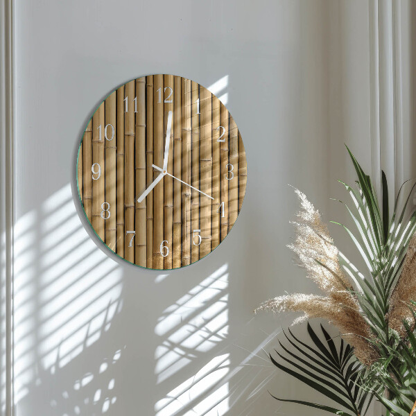 Glas wanduhr Bambus