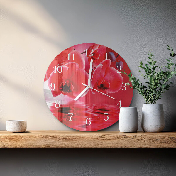 Glas wanduhr Orchidee
