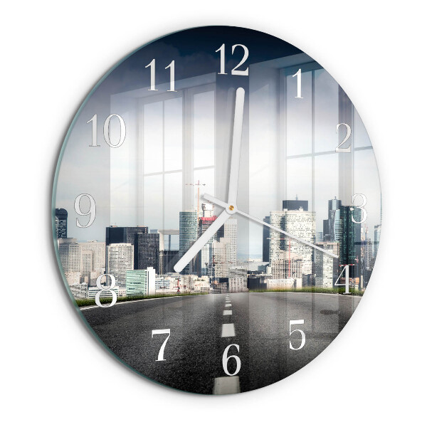 Glas wanduhr Road City