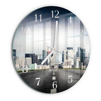 Glas wanduhr Road City