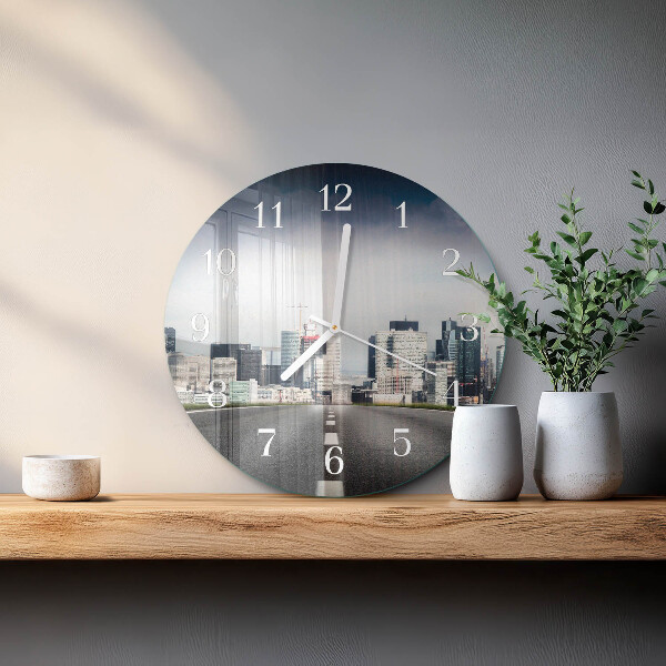 Glas wanduhr Road City