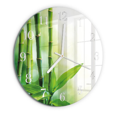 Glas wanduhr Bambus