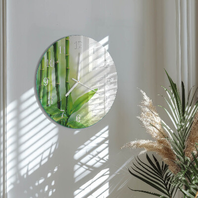 Glas wanduhr Bambus