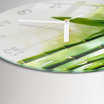 Glas wanduhr Bambus