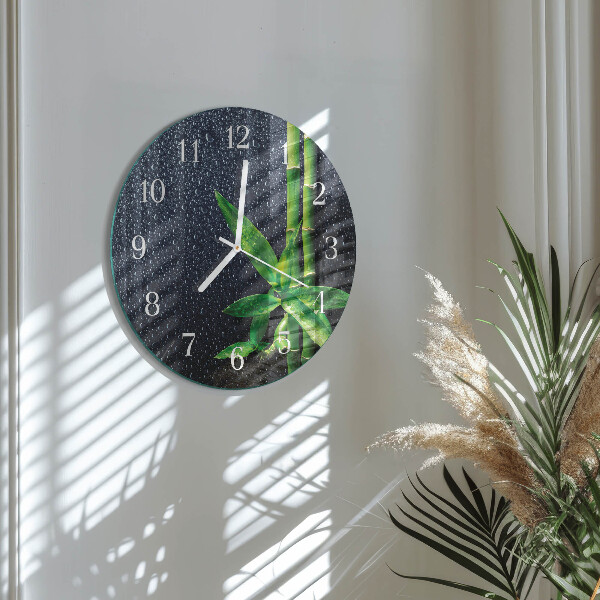 Glas wanduhr Tropfen und Bambus
