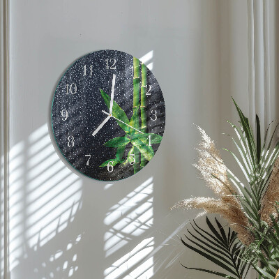 Glas wanduhr Tropfen und Bambus