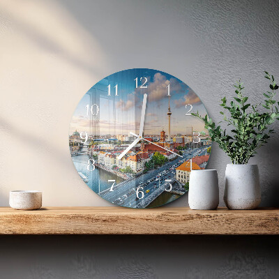 Glas wanduhr Stadt Fluss