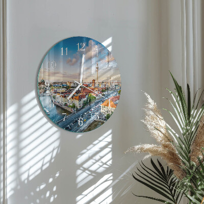 Glas wanduhr Stadt Fluss