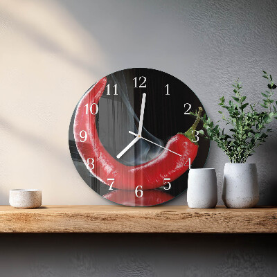 Glas wanduhr Chili-Pfeffer