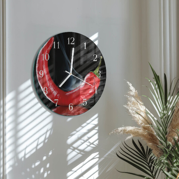 Glas wanduhr Chili-Pfeffer