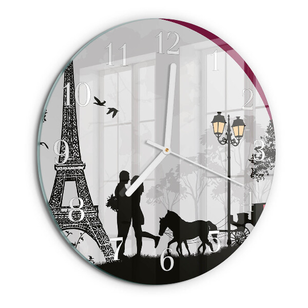 Glas wanduhr Liebe zu Paris