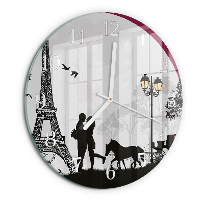 Glas wanduhr Liebe zu Paris