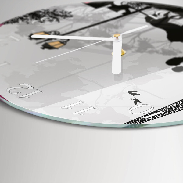Glas wanduhr Liebe zu Paris