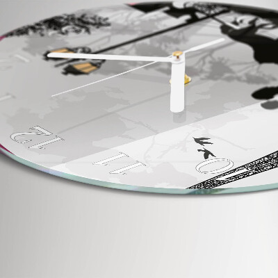 Glas wanduhr Liebe zu Paris