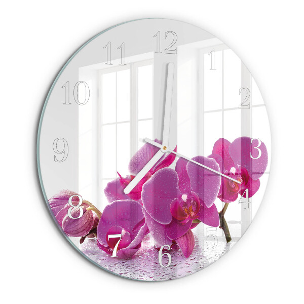 Glas wanduhr Orchidee