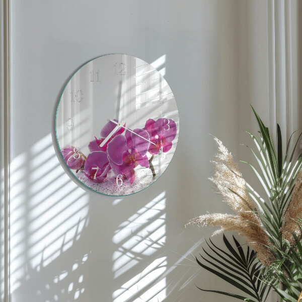 Glas wanduhr Orchidee