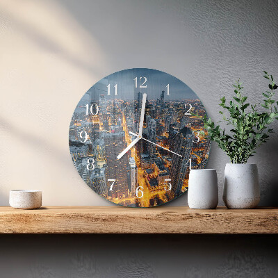Glas wanduhr Abend in der Stadt