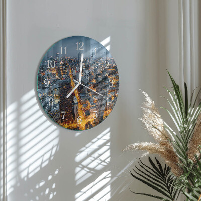 Glas wanduhr Abend in der Stadt