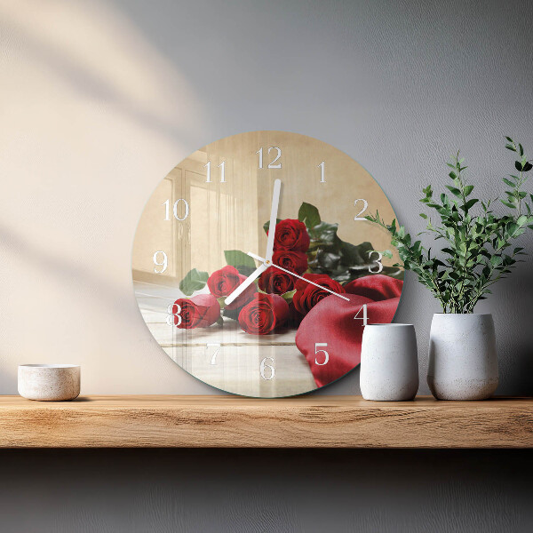 Glas wanduhr Rosen