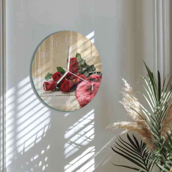 Glas wanduhr Rosen