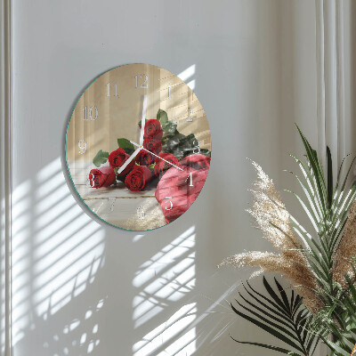 Glas wanduhr Rosen