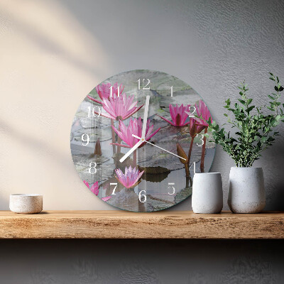 Glas wanduhr Seerosen