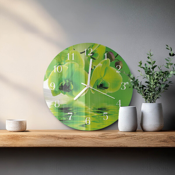 Glas wanduhr Orchidee
