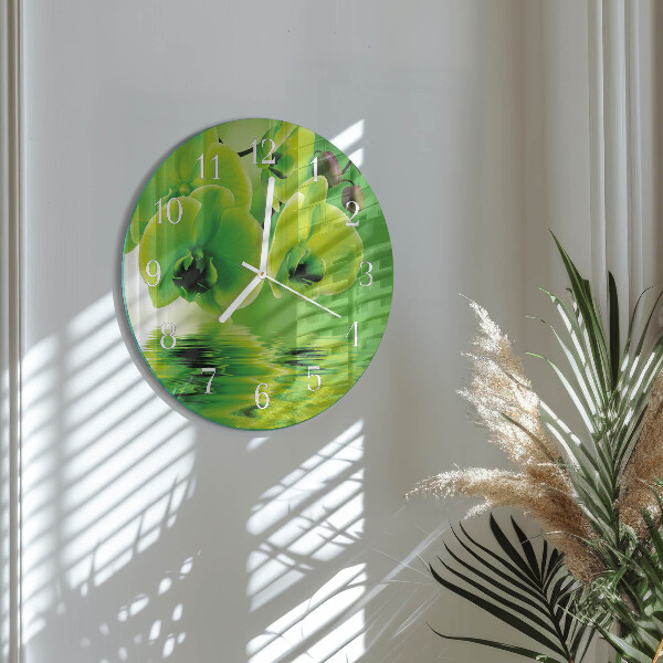 Glas wanduhr Orchidee